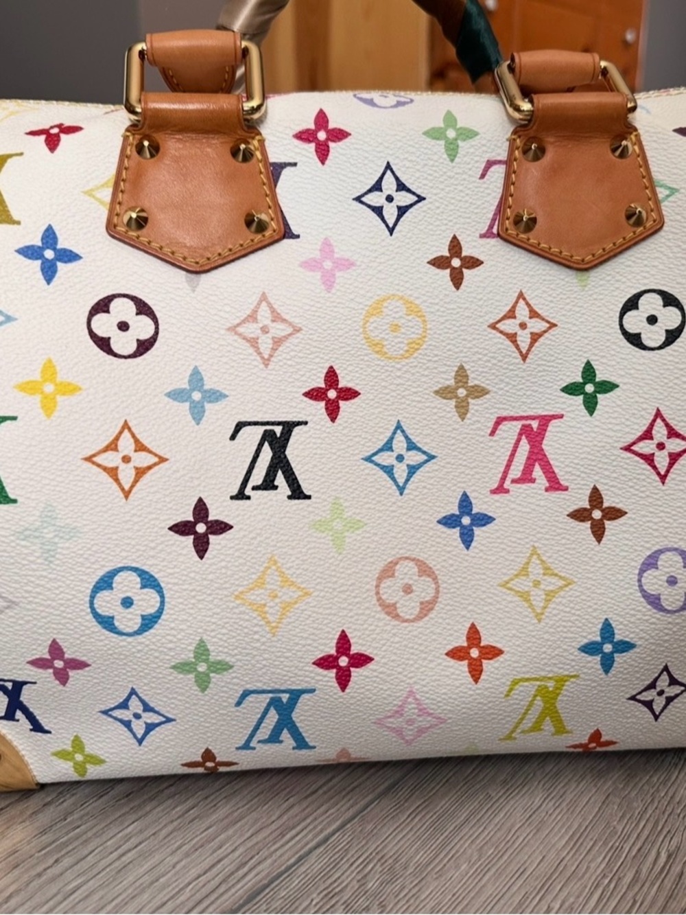 Louis Vuitton White Multicolor Murakami Monogram  with Tan Trim, Authentic LV. - Picture 2 of 12